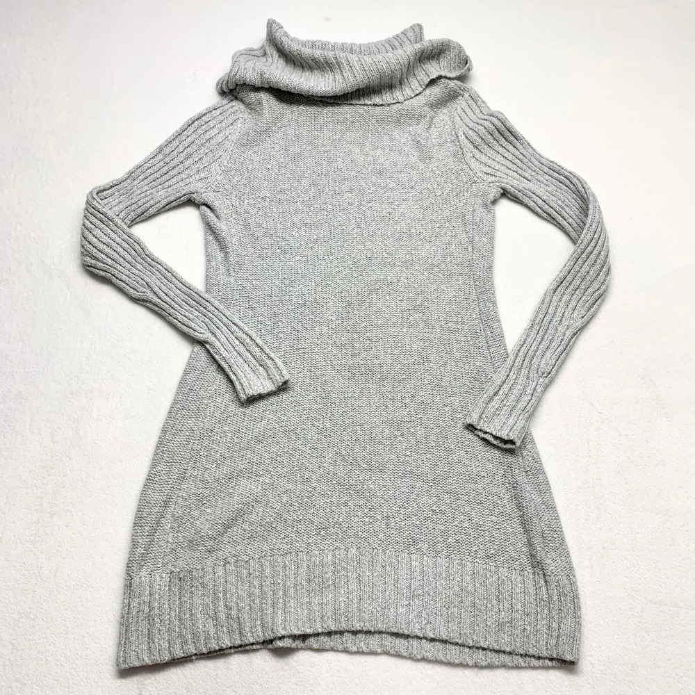 Abercrombie & Fitch Cowl Neck Sweater Dress Womens Size S Grey Knit Cotton Blend